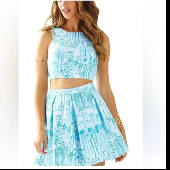 Lilly Pulitzer Blue and White Mini Skirt - Picture 1 of 14